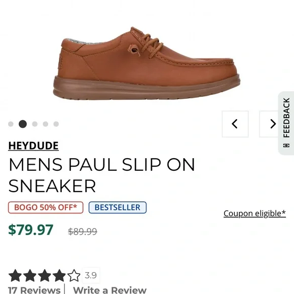 Hey Dude Men's leather Shoes NWT - Picture 6 of 6